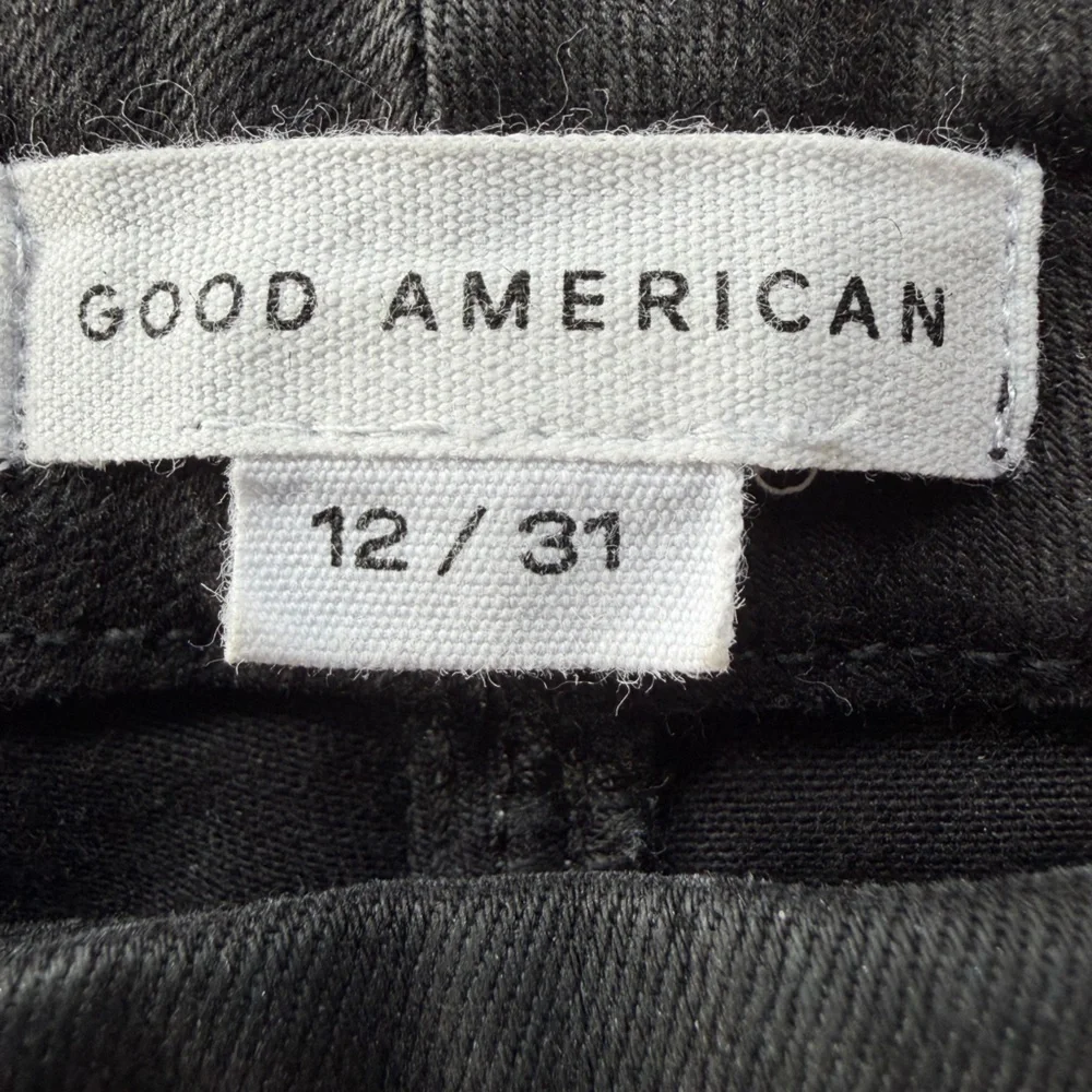 Good American Good Straight Coated Black Jeans Size 12 (Waist 31) (leather look) - Picture 11 of 14